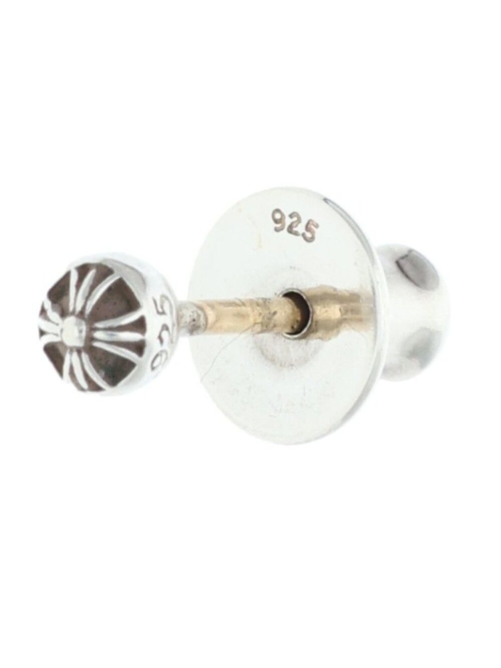 Chrome Hearts Stud Ball Mini Cross Silver Earrings